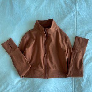 Cropped Zip Up Jacket Orange